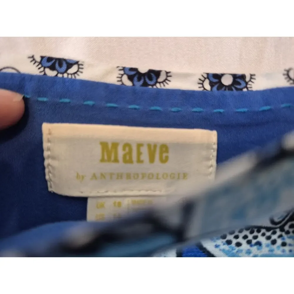 Anthropologie Maeve Alyssa Blue Floral Midi Skirt US 14 - Picture 8 of 13